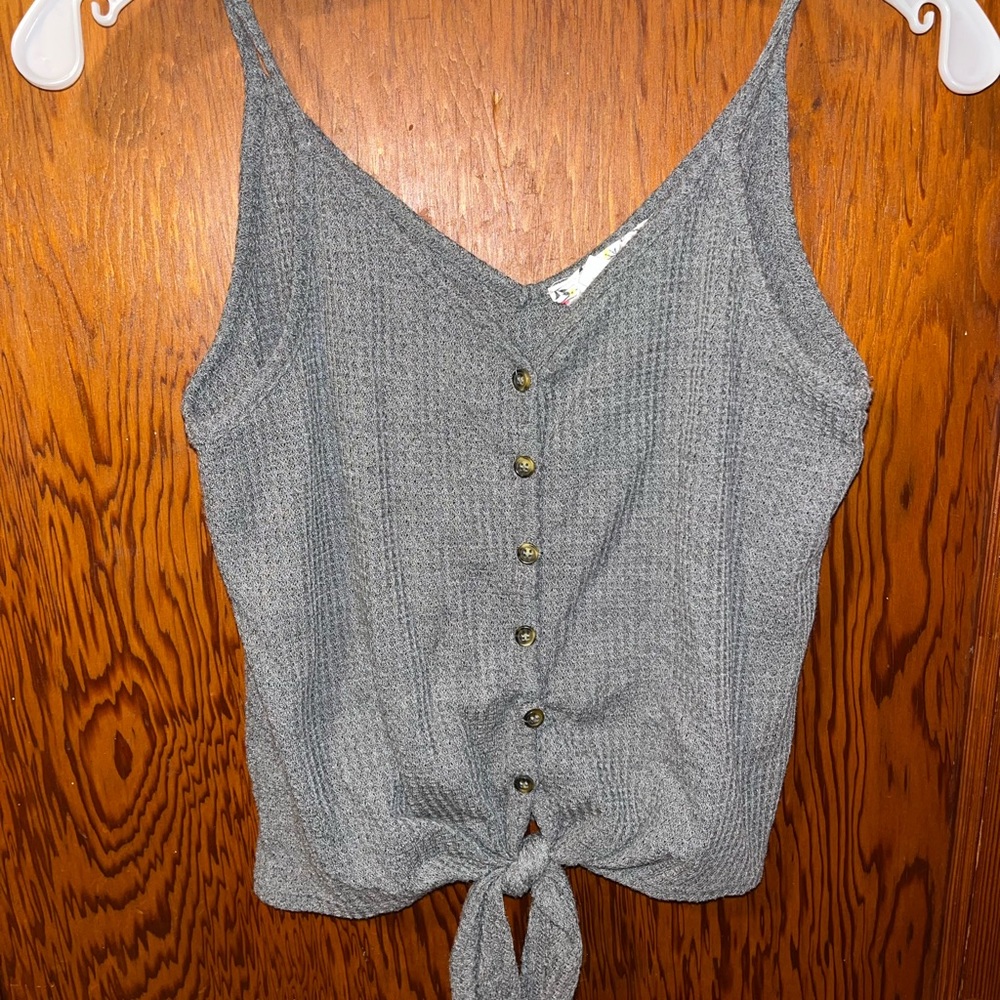 Grey top with tie in front